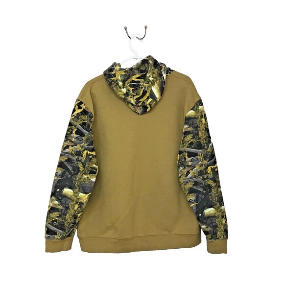 FISHOUFLAGE Hoodie Mens Large Tan Beige Camo Bass All Over - Picture 5 of 6